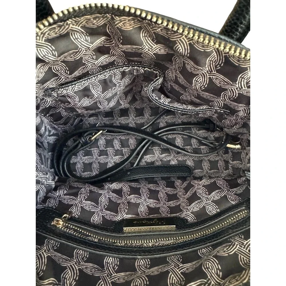 Miztique Satchel Handbag Womens Black Studded Pebbled‎ Vegan Leather Crossbody